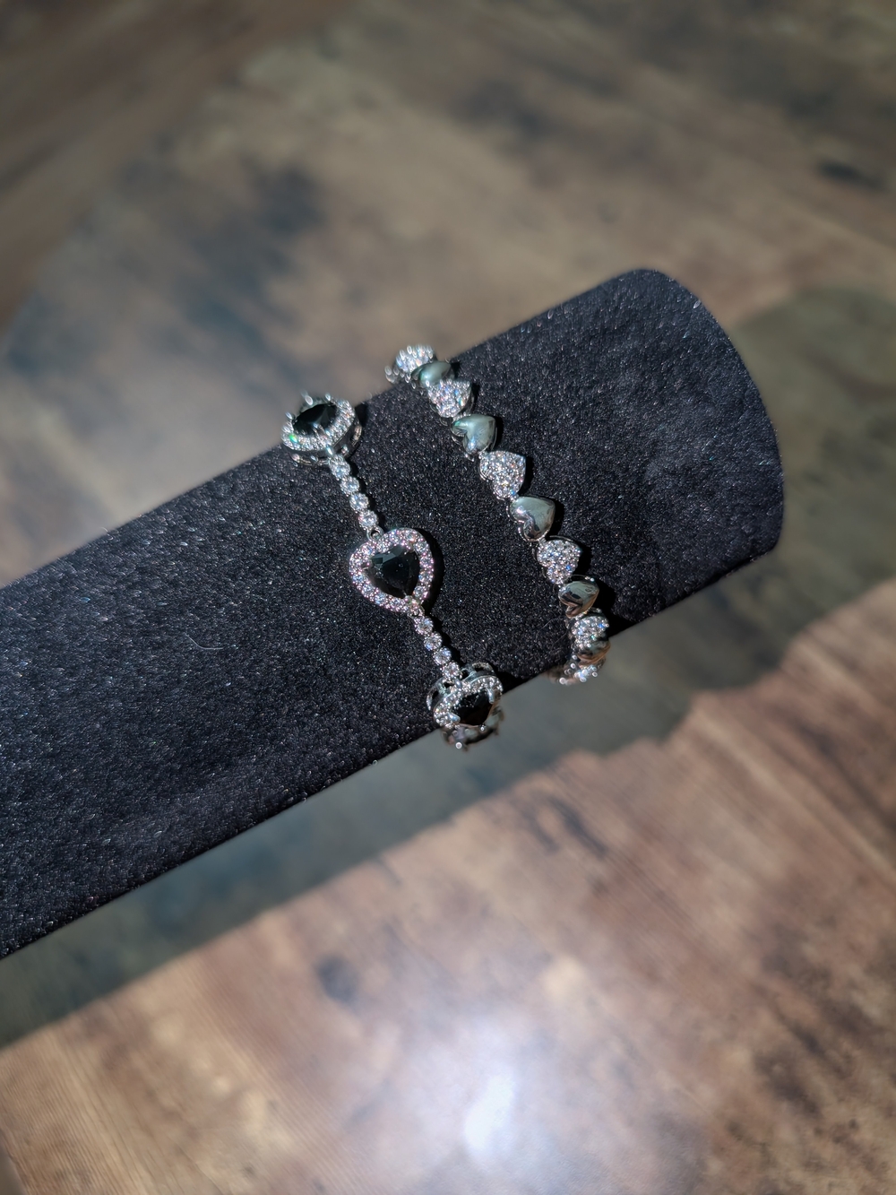 Black Heart Crystal Tennis Bracelet Set Of Two - Women Jewelry